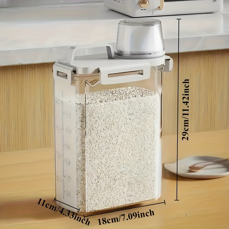 Airtight Food Storage Container with Lid - Portable Leak-Proof Kitchen & Pantry Organizer for Grains, Nuts, Flour & Rice - White