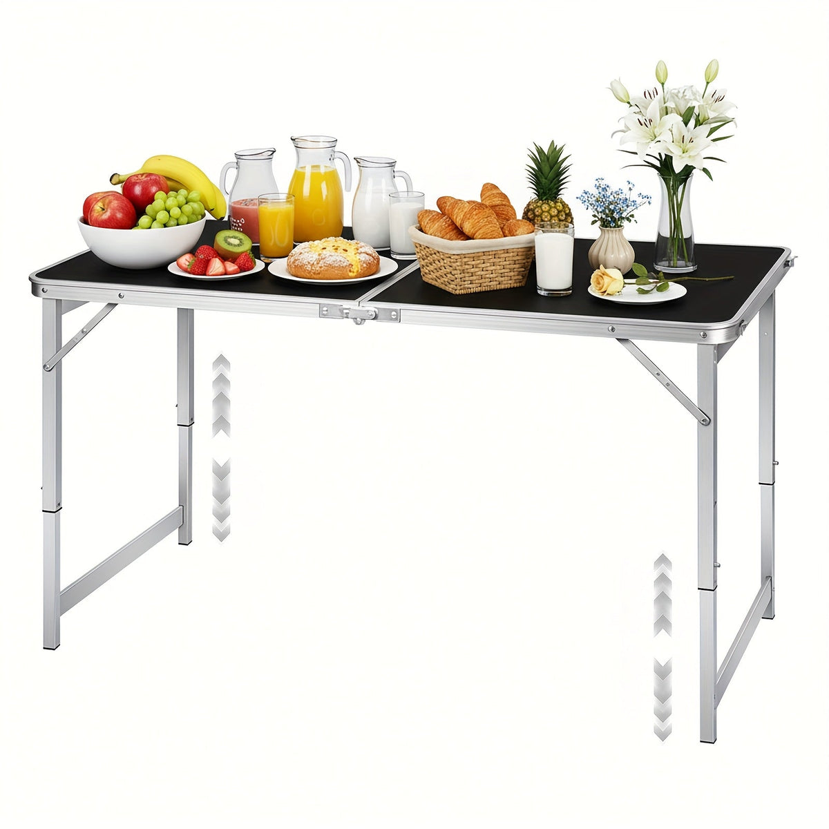 4ft & 6ft Folding Portable Rectangular Table for Camping, Picnic, Wedding & Party – Lightweight with Carrying Handle, Easy Setup, Indoor/Outdoor Fold-Up Table – White
