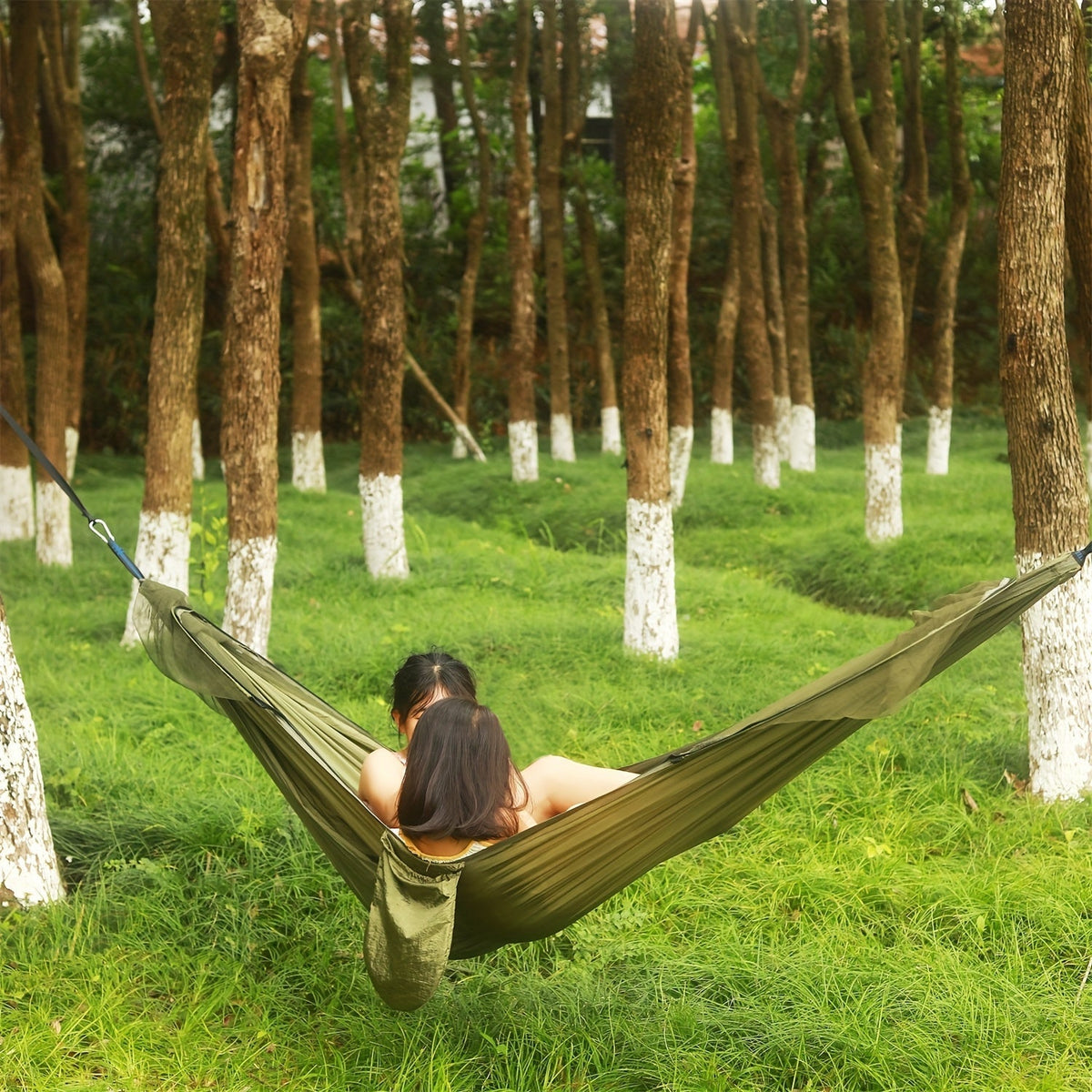 3-in-1 Double Camping Hammock with Mosquito Net and Sun Shade – Lightweight, Portable, and Durable; Ideal for Camping, Hiking, Backpacking, Picnicking, and Parks; 7 Color Options