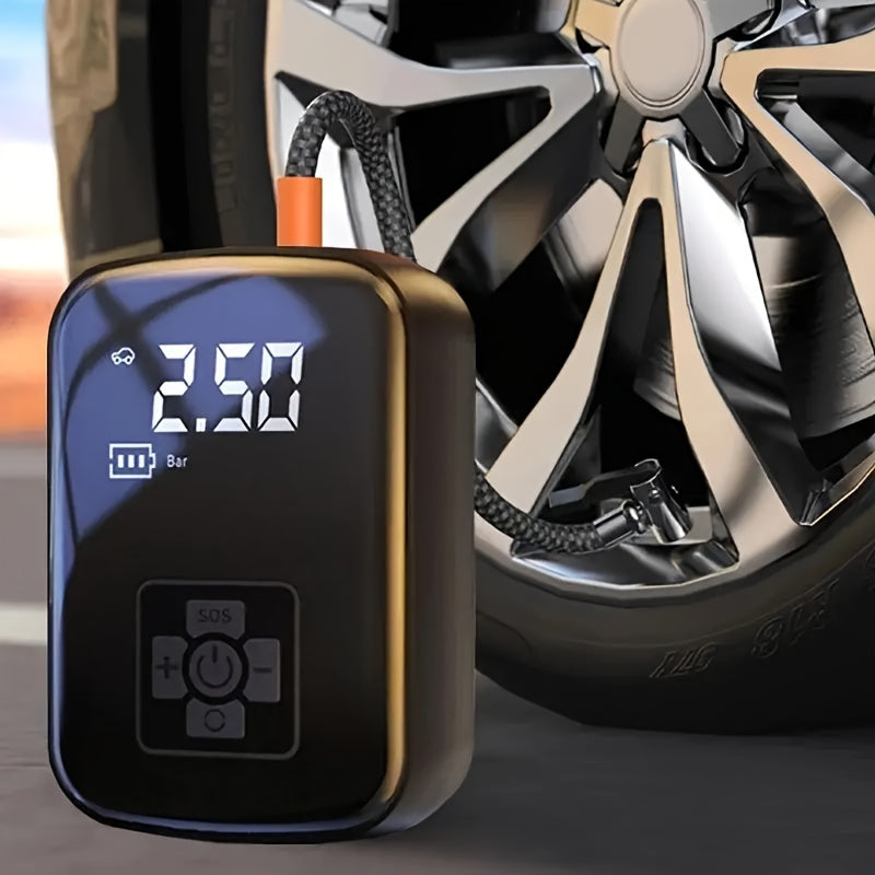 Portable Tire Inflator, 100W Cordless Air Pump, 4000mAh Battery, 30-Second Inflation, 5 Modes, Digital PSI Display, Type-C Charging, LED Light, Multi-Nozzle for Car, Motorcycle, Bicycle, Ball