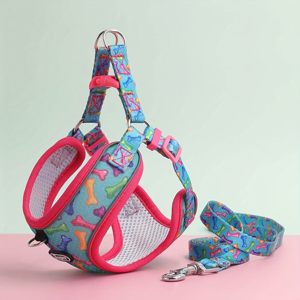 Dog Harness and Leash Set - No-Pull Dog Vest Harness, Adjustable Reflective Dog Harness for Small, Medium, and Large Dogs, Easy On/Off Escape-Proof Walking Harness for Indoor and Outdoor Use