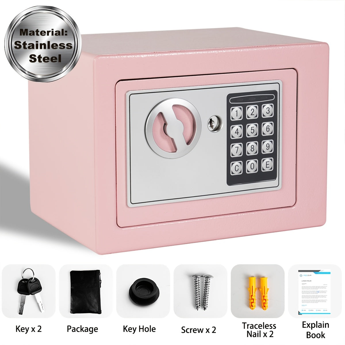 Fireproof Home Safe with Digital Keypad, Keys & Passcode Lock – Includes Fireproof Money Bag, Sensor Light & Adjustable Shelf for Home, Office, Business, Money & Valuables