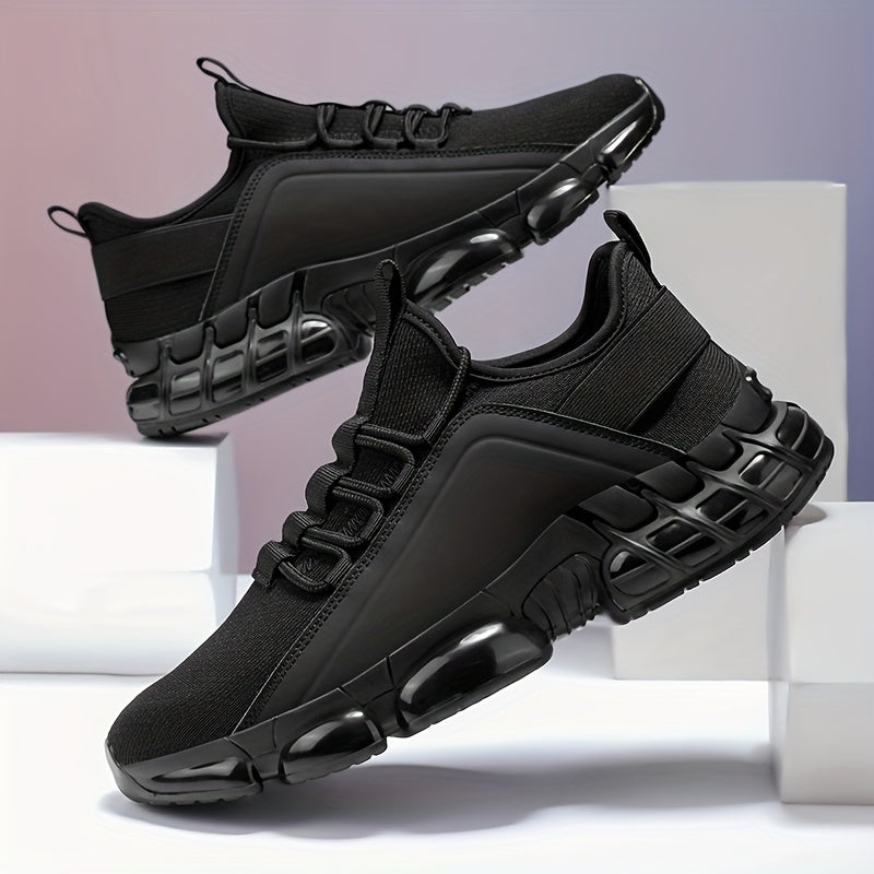 Men's Lightweight Breathable Mesh Sneakers, PVC Sole, Low-Top Lace-Up Casual Sports Shoes, Blue/Black, Sizes US 6.5-12.5, Daily Wear, Running, Training, Athletic Footwear