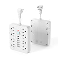 14-in-1 Power Strip Surge Protector - 8 AC Outlets, 4 USB-A & 2 USB-C Ports, Flat Plug, Space-Saving Extension Cord for Home, Office & Kitchen - White & Black