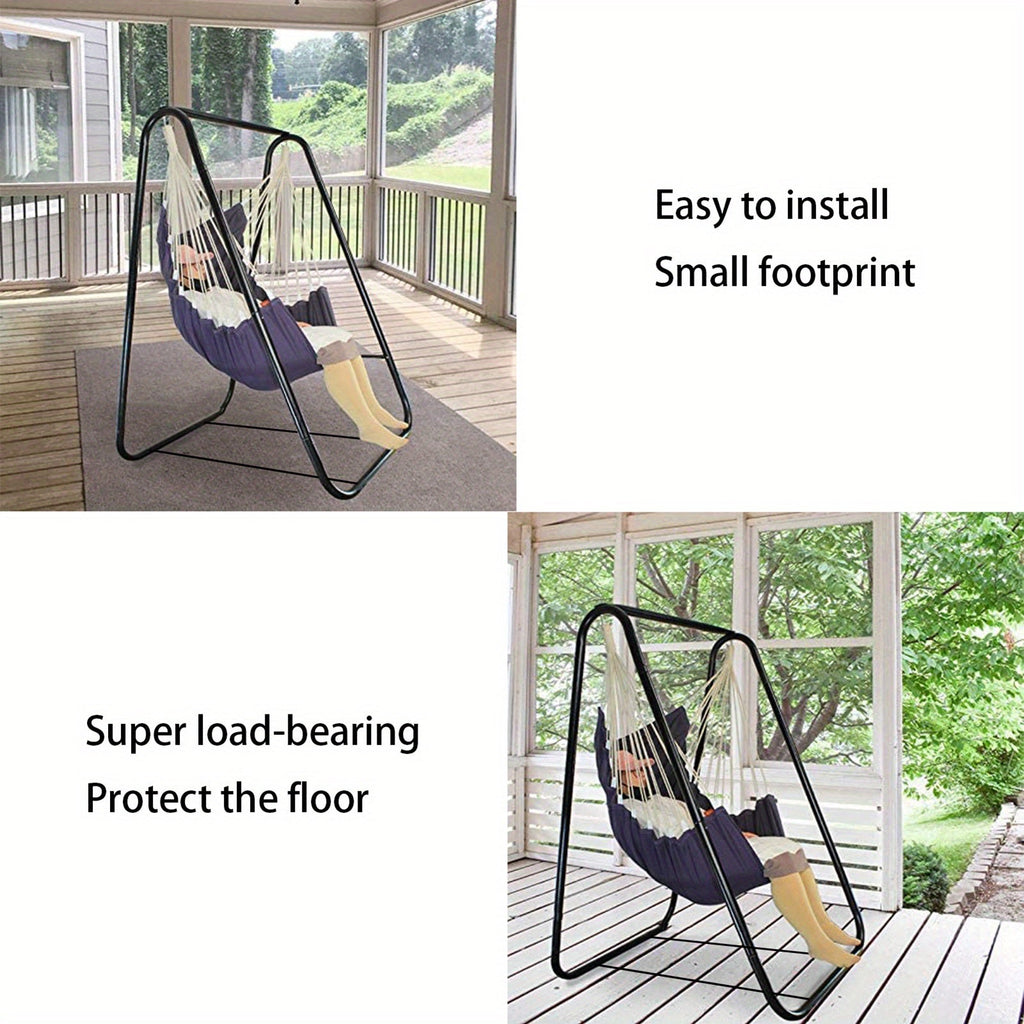 Hammock Swing Chair Stand Frame 35.5"x33.5"x57", Heavy-Duty Indoor Outdoor Use, Dual Hanging Hooks, for Balcony Patio Bedroom Garden (Chair Not Included)