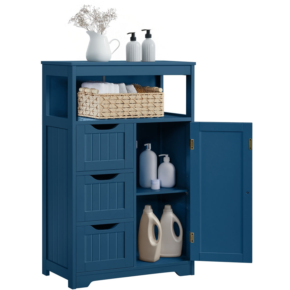 3-Drawer Bathroom Floor Cabinet with Open Shelf & Adjustable Storage – Moisture-Resistant MDF Organizer for Bathroom, Living Room & Kitchen, Modern Freestanding Cabinet – Nova Mart