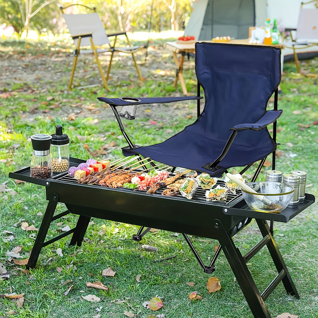 Foldable Camping Chairs 2 Pack – Steel Frame, Oxford Cloth, Cup Holders, Portable Storage Bags for Outdoor BBQ, Courtyard, Beach, Picnic, Holiday Gift