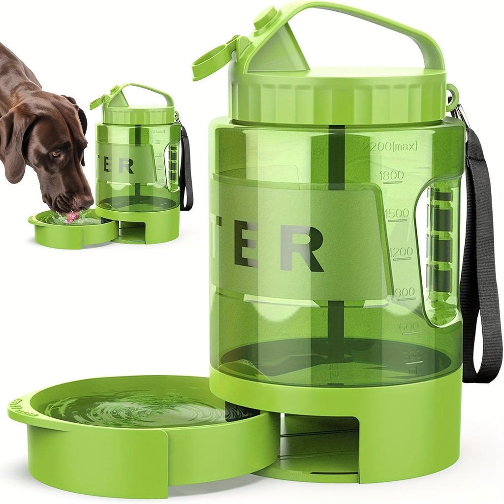 77oz Large Dog Water Bottle with Pull-Out Bowl – 2.2L Portable Travel Water Dispenser for Dogs, Ice Cube Compatible, Leak-Proof Design for Camping, Hiking, Beach, and Road Trips, Essential Outdoor Pet Hydration Accessory for Large Dogs