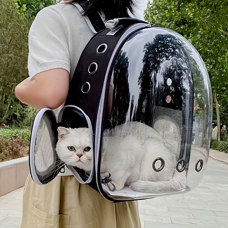 Space Capsule Cat Backpack Carrier - Transparent Window Double Shoulder Portable Pet Bag for Cats and Small Dogs Travel Hiking Outdoor - Bubble Backpack Cat Carrier Black