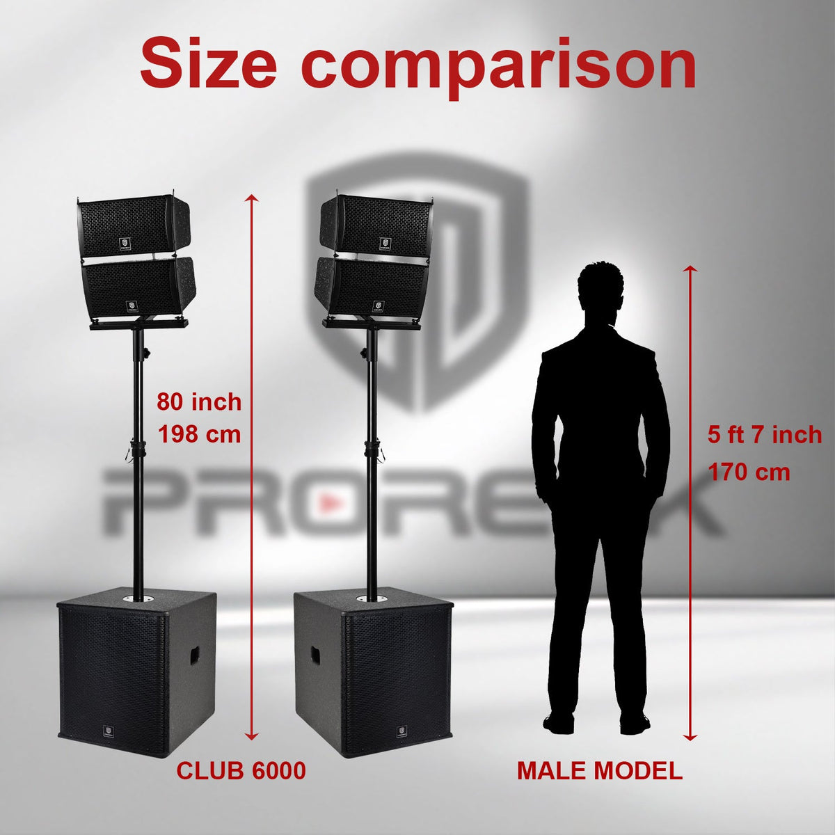 Power CLUB 6000 PA Speaker System 8000W P.M.P.O. 2.2 Channel Class-D Bi-Amp 4x6.5" Line Array + 2x15" Subwoofers Wireless USB SD Card Remote Control 110V–220V for Parties DJs Weddings & Events