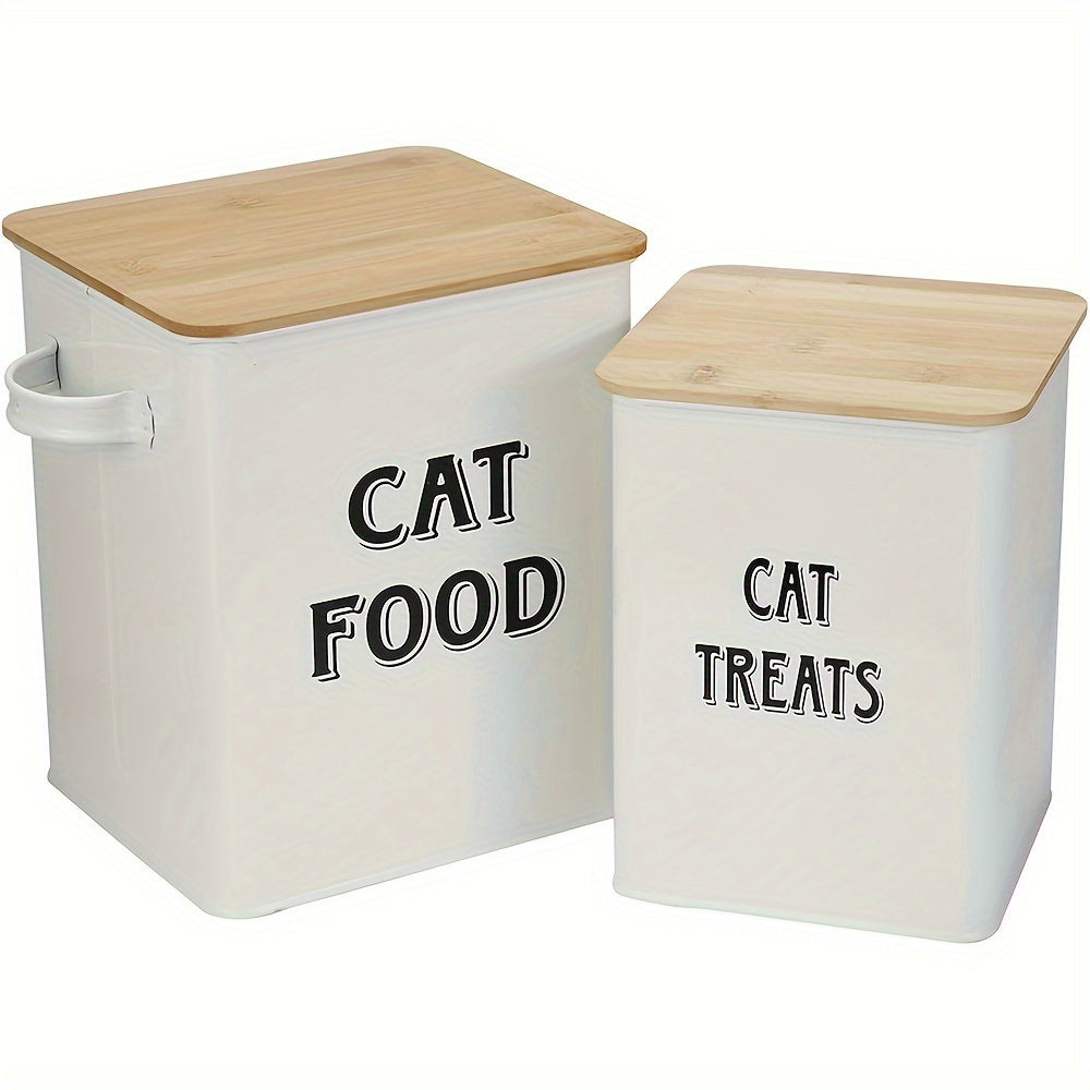 Metal Cat Food Storage Container with Scoop and Tight-Fitting Lid - Vintage Airtight Cat Treat Canister for Dry Cat Food - Stylish Pet Food Storage Tin with Locking Lid, Black