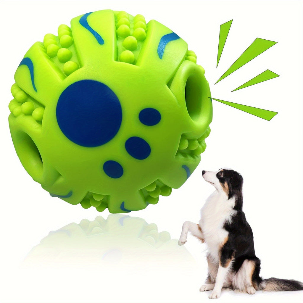 Spiky Rolling Sound Ball Dog Toy 3.94" - Interactive Funny Sound Teeth Cleaning Herding Ball, Training Play Toy for Medium and Large Dogs, Durable Rubber Sensory Ball with Squeaky Noise