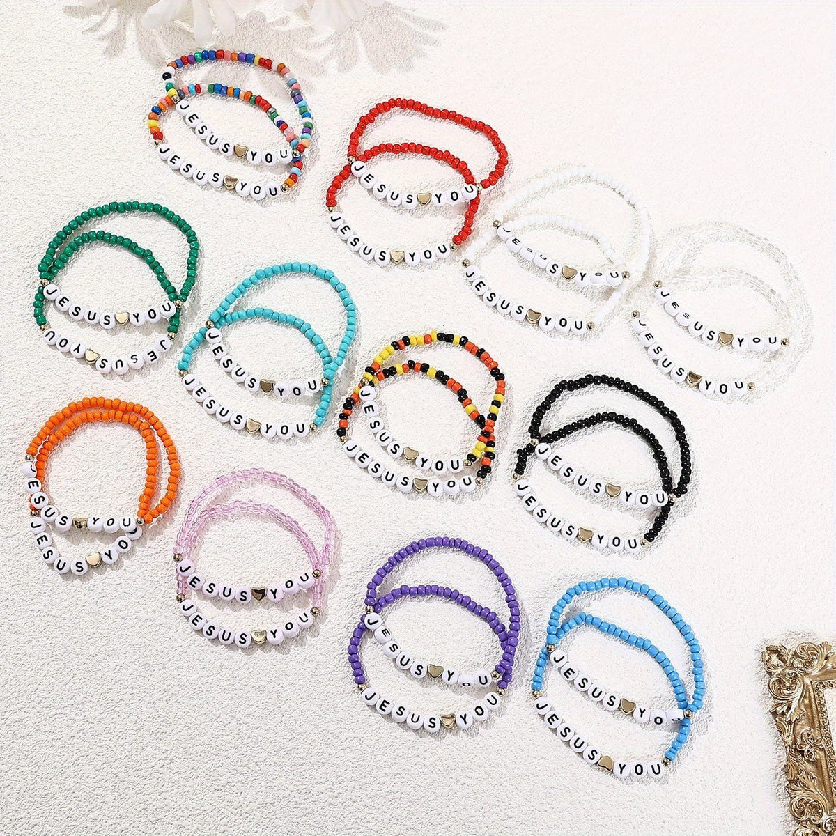 24pc Christian Friendship Bracelet Set – Handmade Clay Bead "Jesus Loves You" Bracelets, Bulk Religious Jewelry for Christmas, Easter, Church Events & Faith-Based Gifts