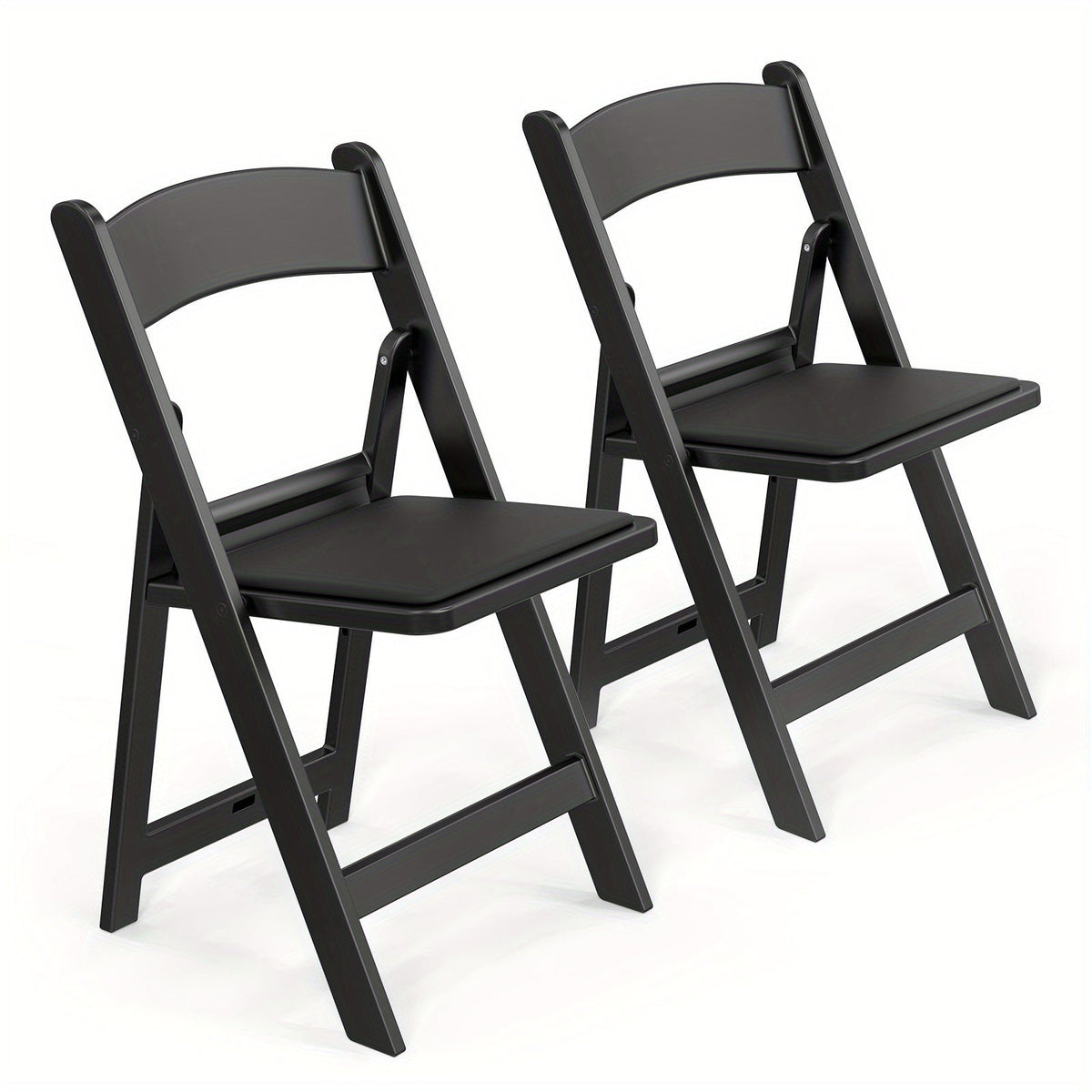 Resin Folding Chairs with Cushioned Seats – Foldable Plastic Padded Chair for Indoor Outdoor Events Weddings BBQ Camping Patio in White & Black (Set of 1 2 4 or 8)