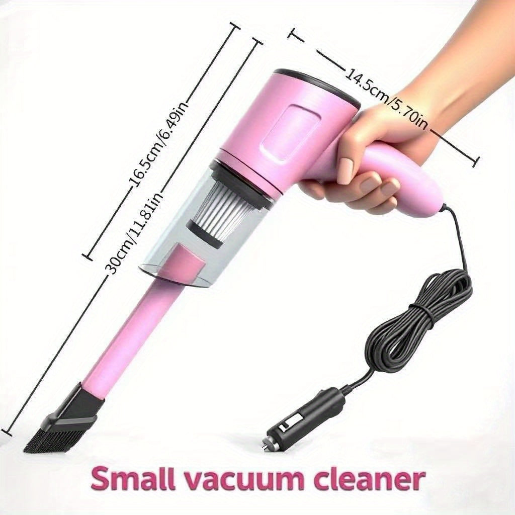 Pink Mini Handheld Car Vacuum Cleaner, Strong Suction, Dry & Wet Cleaning for Pet Hair and Cat Hair, Multifunctional Portable Cordless, Cute Design for Women and Girls