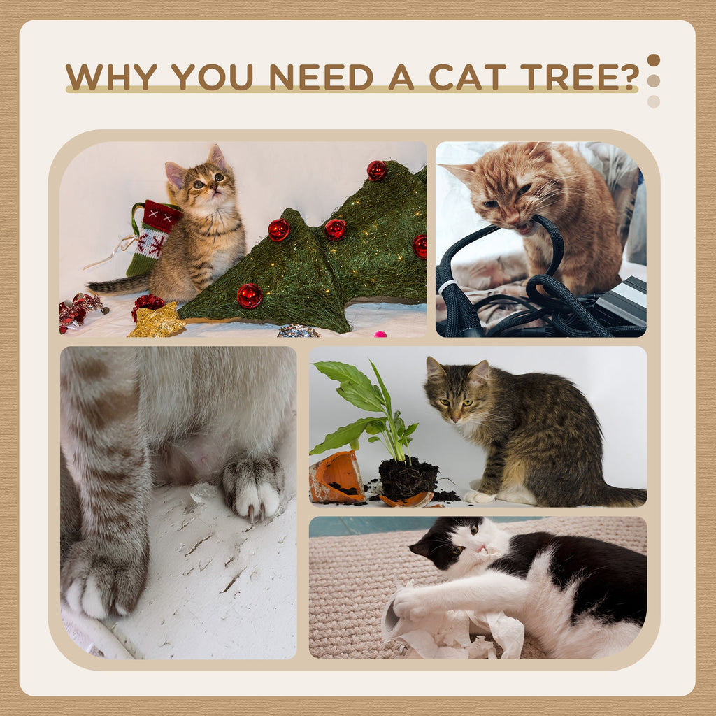 79" Large Cat Tree Tower with 2 Condos, Hammock, Sisal Scratching Posts, Plush Perches & Top Bed, Particle Board, for Cats Under 10 lbs, Indoor Cats & Kittens, 23.6"x23.6"x78.7"