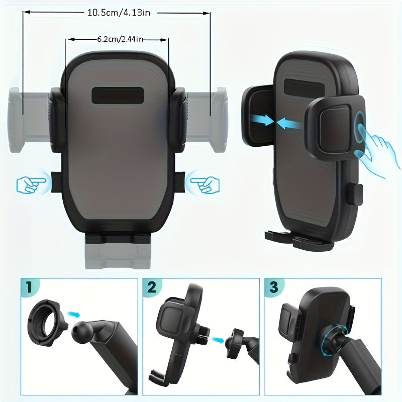 Car Phone Cup Holder Mount 2-in-1, 360° Swivel Rotation, Universal Fit for Cars, SUVs, and Trucks with Shock-Absorbing Trim - Black Extender