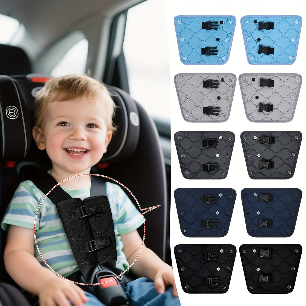 Child Car Seat Belt Protector & Shoulder Cover Set, Baby Safety Seat Anti-Kick Strap Pad for Car Stroller & Multi-Scene Use, 5 Colors Including Black Grey Sky Blue & Navy