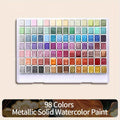 98-Color Metallic Shimmer Watercolor Paint Set, Premium Pearl Pigments in a Portable Case, High Lightfastness for Canvas Illustration, Scrapbooking, Decoration, and Art Supplies for Artists and Hobbyists