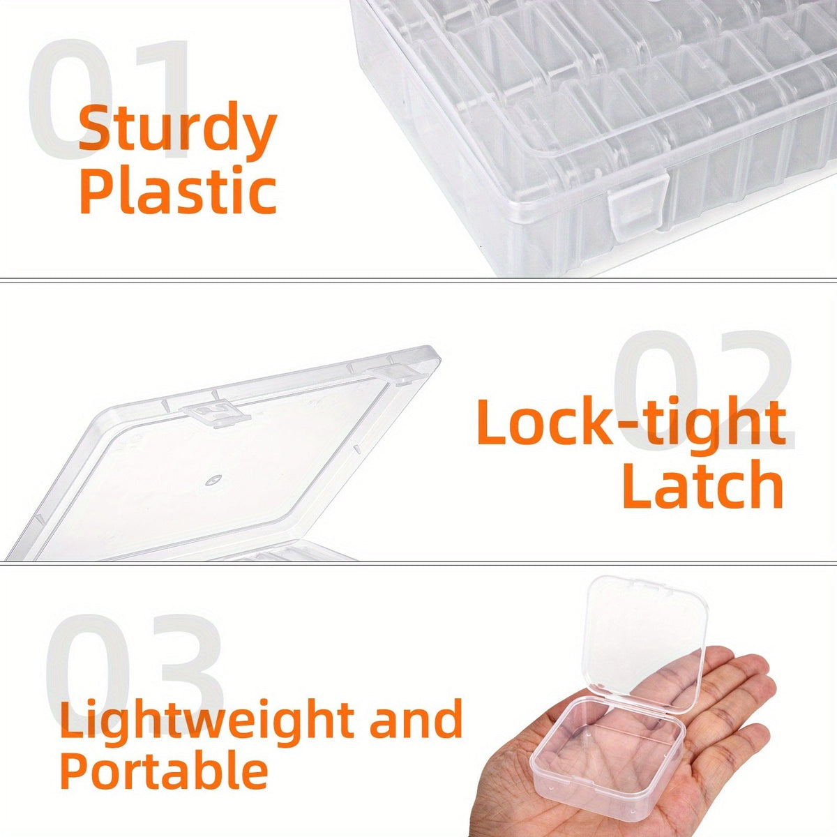 Clear Bead Organizer Box, 30 Compartments with Hinged Lid, 3 or 5 Pack Storage Container for Jewelry, Bracelet Making, Crafts, and Nail Art, 8.8x6.7 Inches