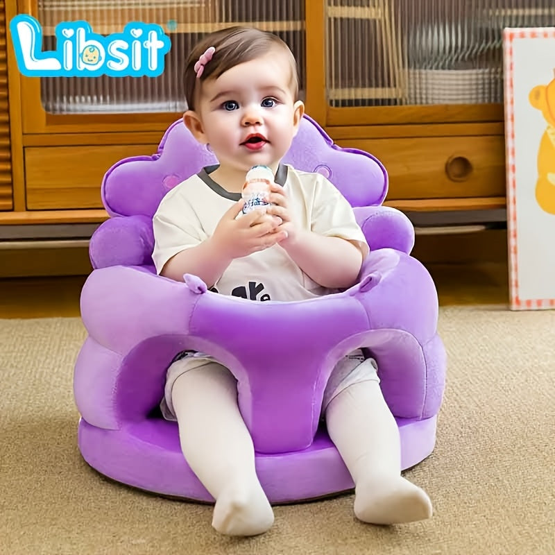Baby Crown Floor Seat, Cute Sit-Me-Up Support Sofa Chair for Infants Learning to Sit, Baby Sitting Support Seat for Boys & Girls, 5 Colors Including Green Purple Grey Blue & Pink