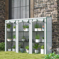 Lean-To Mini Greenhouse, 84.6"x18.1"x56.7", 3-Tier 9 Wire Shelves, 140GSM UV-Resistant PE Cover, 85% Light Transmission, 3 Roll-Up Zip Doors, Powder-Coated Steel Frame, Indoor Outdoor, Green