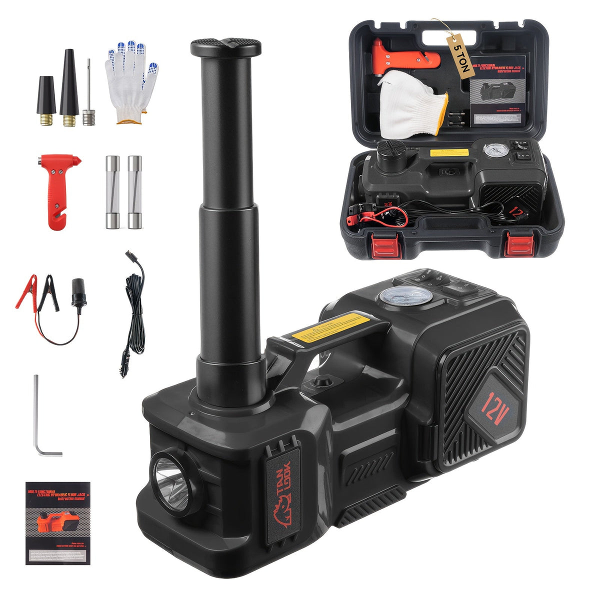 Electric Hydraulic Car Jack Lift with LED Light, Portable Heavy-Duty Power Jack for Tire Replacement & Garage Maintenance – Suitable for SUV, MPV, Car & Truck, Available with or without Electric Wrench