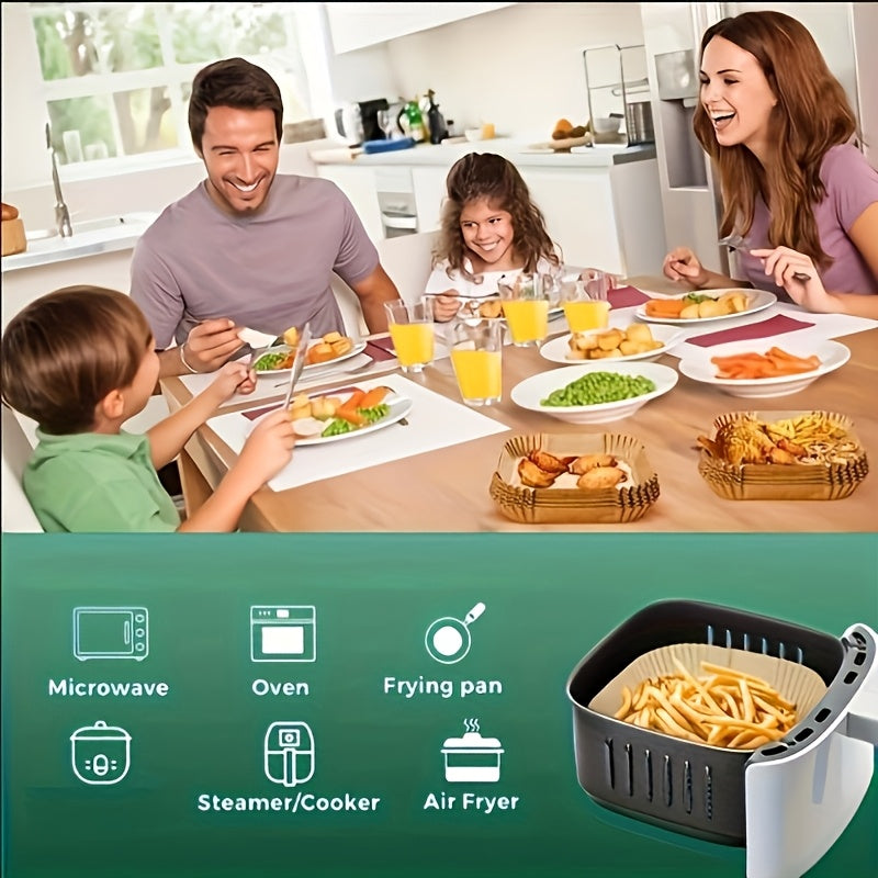 Air Fryer Disposable Paper Liners - Square, Fits 2–8QT, Oil-Proof & Non-Stick Parchment for Frying, Baking, Cooking, Grilling & Microwave - 55, 110 & 220-Piece Packs