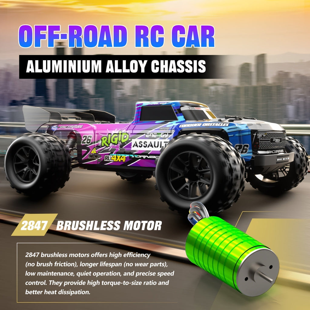 ZHUOYOU 1:12 Scale 4WD Brushless RC Car, 60KM/H High-Speed All-Terrain Off-Road Truck with Alloy Chassis, LED Lights, 2.4GHz & Dual Batteries – Fast RC Truck for Adults & Kids