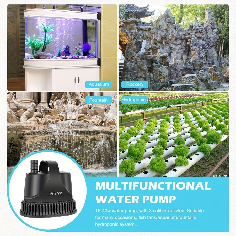 800GPH Submersible Water Pump 40W Fountain Pump with 7Ft Power Cord and Filter Bag for Aquarium, Fish Tank, Pond, Waterfall, Hydroponics, and Water Table Sump Pump