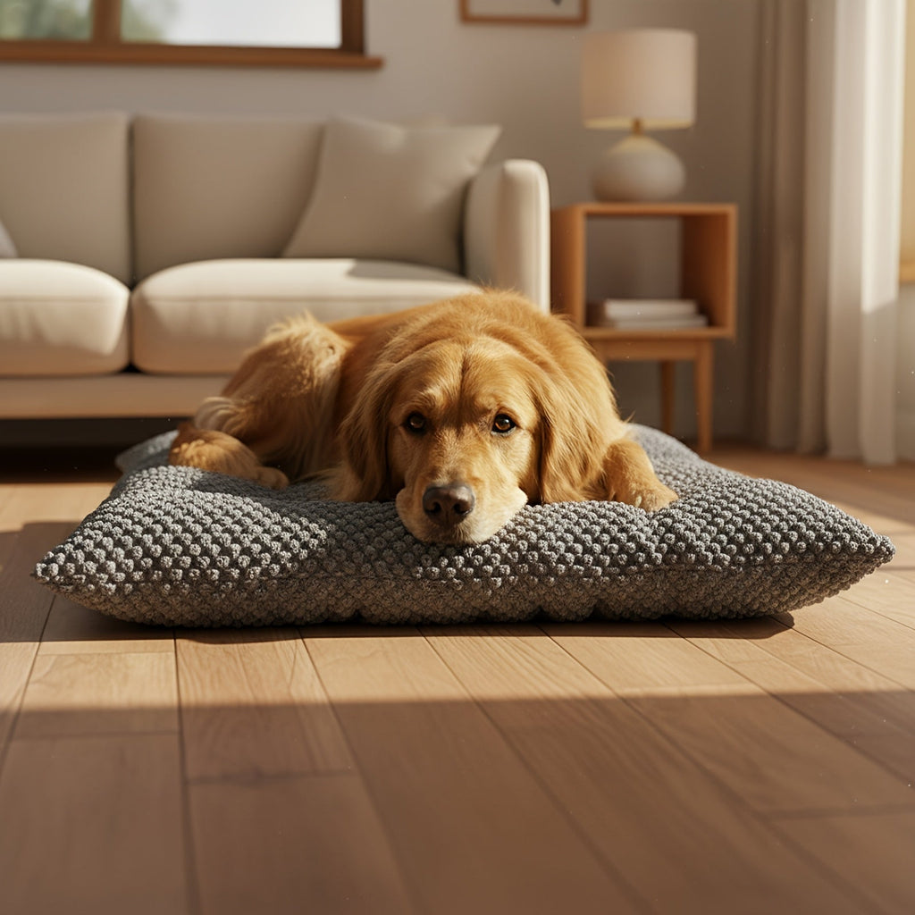 Extra Large Plush Dog Crate Pad Mattress - Thickened Ultra-Soft Polyester Dog Bed for Small, Medium, and Large Dogs & Cats, Oversized Rectangular Kennel Mat with Reversible Pillow, Non-Slip Washable Pet Bed