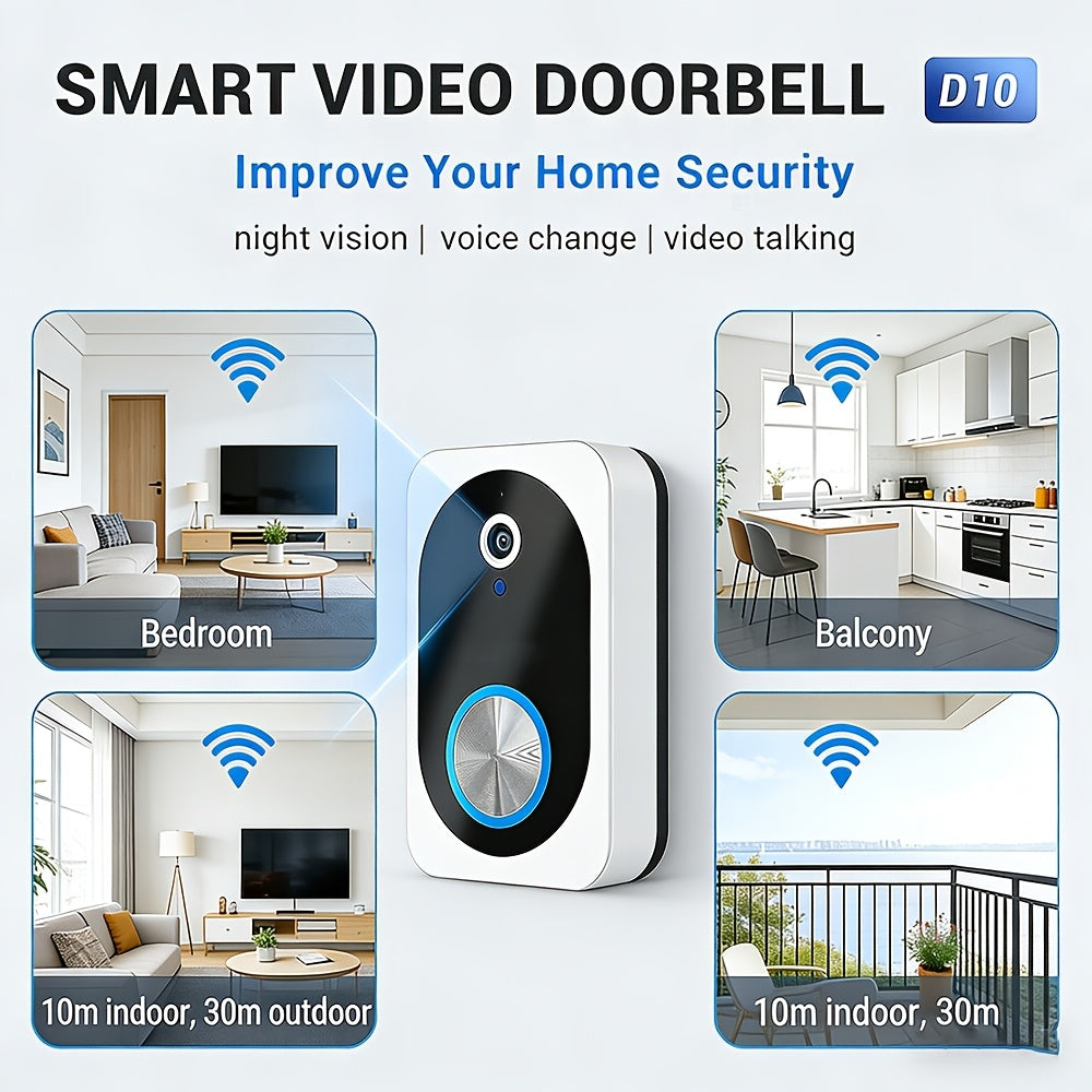 Wireless Security Camera with Built-In AP Hotspot, No Internet Required, Infrared Night Vision, Two-Way Audio, Motion Detection, Real-Time Home/Pet Monitoring, Black/White, 1/2/3/4 Pack