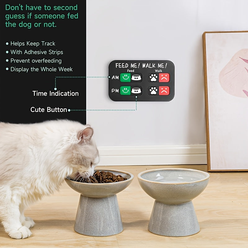 Pet Feeding Sign – Daily AM/PM Feeding Schedule & Walking Tracker for Dogs, Record Pet Meals and Exercise Routine – Black Acrylic