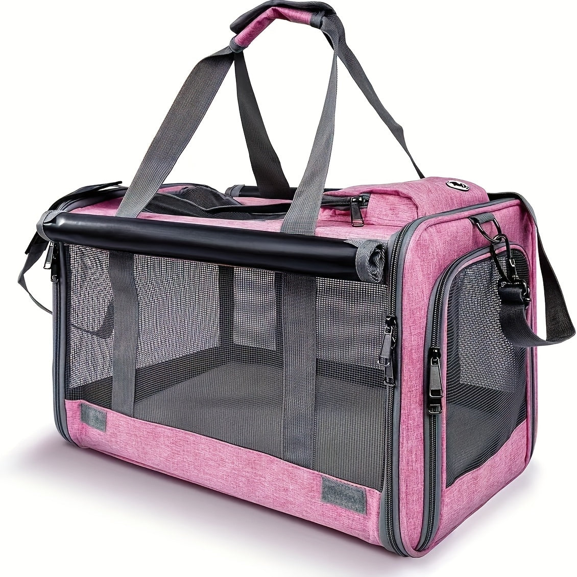 Airline Approved Soft-Sided Pet Carrier – Breathable Collapsible Travel Bag for Cats & Small Dogs with Accessory Bundle (Collar, Bowls, or Pet Glove), 10 Colors: Pink, Blue, Black, Gray, Navy, Green, Orange