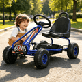 Pedal Go Kart for Kids Ages 3-6, 4-Wheel Pedal Powered Ride On Car with Adjustable Seat, Handbrake, Non-Slip Wheels, Outdoor Racing Go Kart for Boys and Girls - Blue, Green, Red, Pink