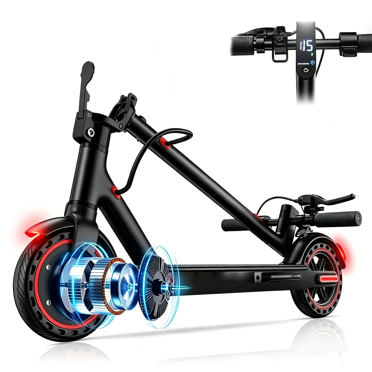 Foldable Electric Scooter for Adults 350W Motor 21-Mile Range App-Enabled 8.5-Inch Tires 3-Speed Modes LED Display Rear Brake Portable Urban Commuter E-Scooter Black