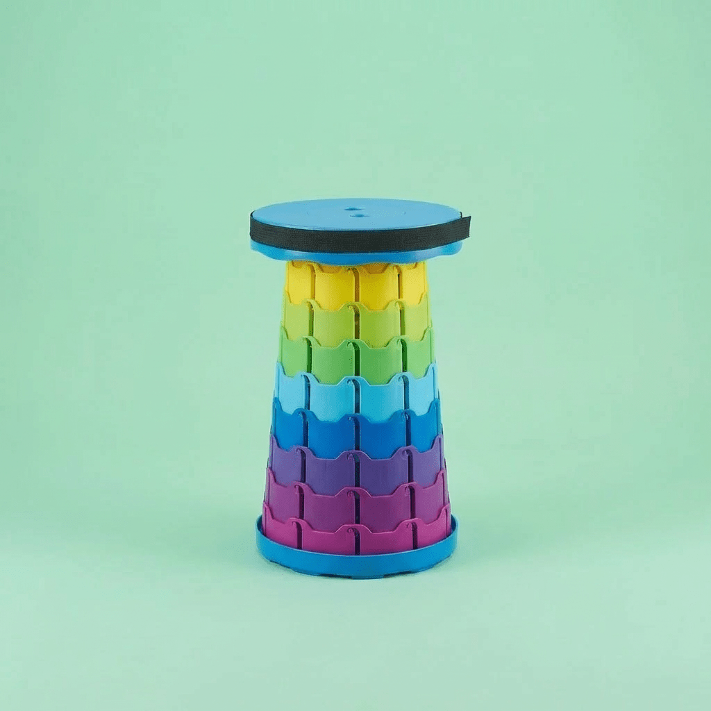 Collapsible Camping Stool, 400 lbs Capacity, Ultra-Portable Lightweight Folding Seat - Folds Flat, Fits in Backpack for Camping, Hiking, Fishing & Indoor/Outdoor Use - Rainbow Option Available