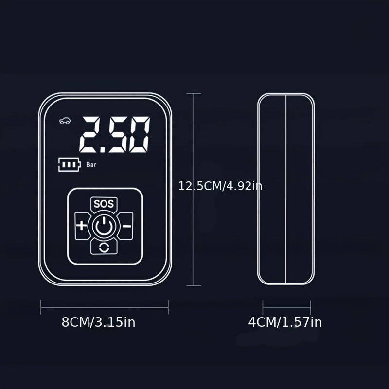 Portable Tire Inflator, 100W Cordless Air Pump, 4000mAh Battery, 30-Second Inflation, 5 Modes, Digital PSI Display, Type-C Charging, LED Light, Multi-Nozzle for Car, Motorcycle, Bicycle, Ball
