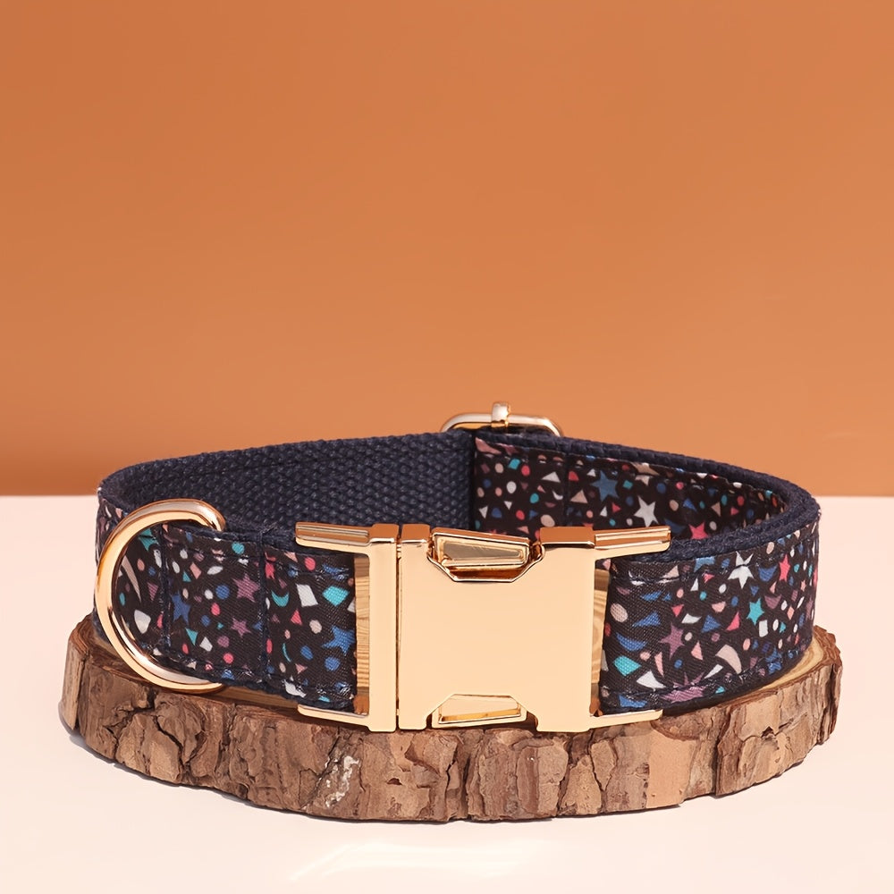 Personalized Dog Collar with ID Tag - Customizable Anti-Lost Pet Collar in 21 Styles, Adjustable XS to XL for Small, Medium, and Large Dogs, Plaid, Floral, and Dot Patterns, Engraved Contact Information