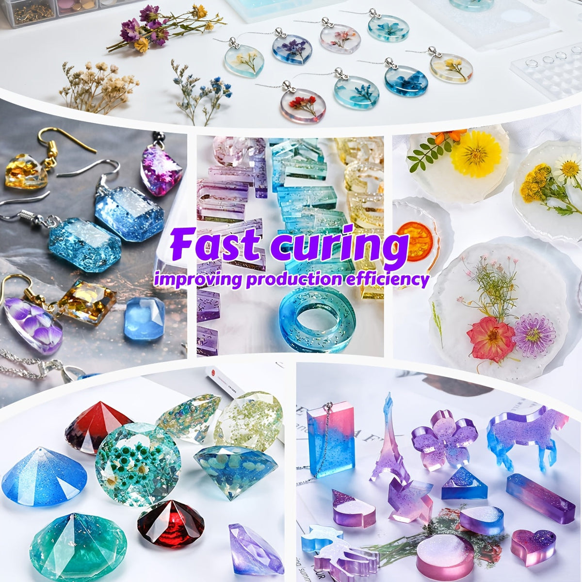 Professional UV LED Resin Curing Lamp, 96 or 144 LEDs, High Power, USB Plug and Play for DIY Jewelry Making, Epoxy Resin Hardening, Mold Curing, Dark Violet