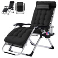 Zero Gravity Recliner with Cup Holder Tray & Detachable Cushion – Foldable Indoor Outdoor Lounge Chair with Adjustable Headrest in Black & Gray (1 or 2 Pack)