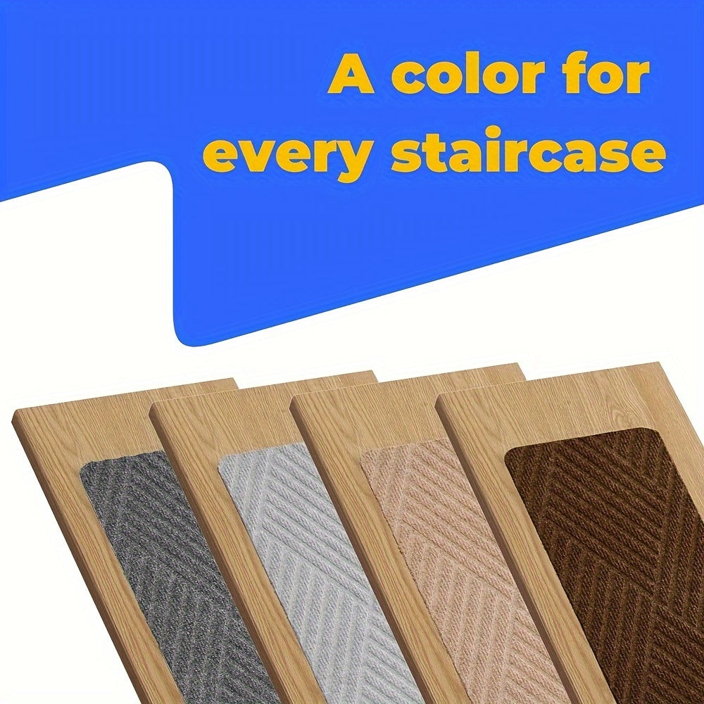 Non-Slip Stair Treads 15-Pack – 8"x30" Anti-Slip Indoor Stair Rugs for Wooden Steps Kids Elders & Pets with Pre-Applied Adhesive in Light Blue