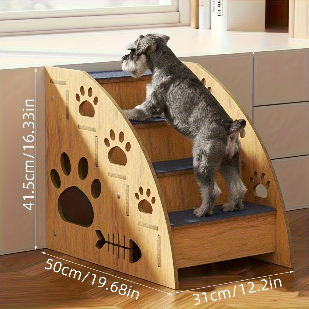 Non-Slip Pet Stairs for Bed and Couch - 3 or 5 Step Dog Steps with Safety Rails and Ramp Design, 15 Inch Height for Small Dogs, Cats, and Senior Pets, Lightweight Portable Pet Steps