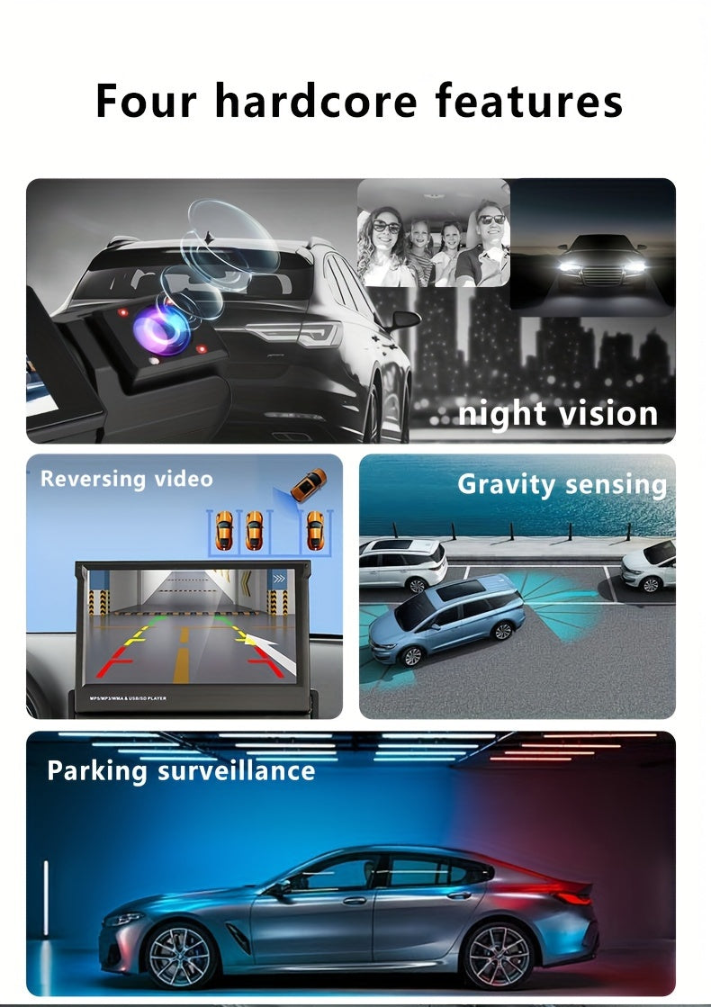 WiFi Dash Camera 2/3 Lens 170° Wide Angle Night Vision Loop Recording G-Sensor 2.0" IPS Screen with 32GB Memory Card - Front and Rear Car Camera