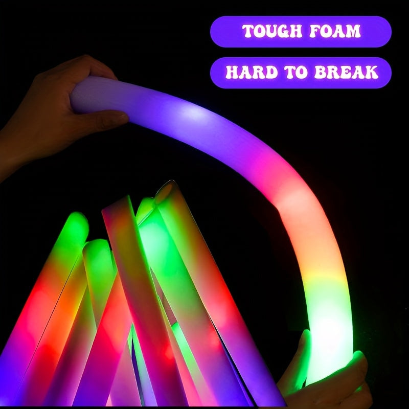 LED Foam Light Sticks Bulk Pack 28, 48 or 100 Pieces – 3-Mode Color Changing Flashing Glow Sticks for Parties, Weddings, Concerts, Birthdays, Halloween, Christmas, Camping and Cheering Events