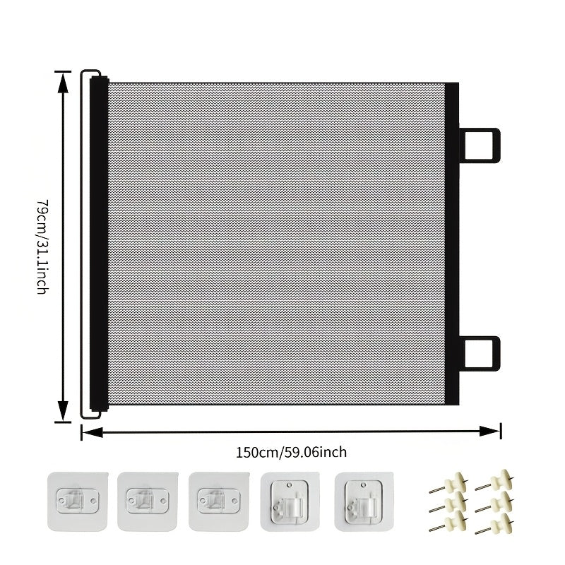 Retractable Mesh Pet Gate for Dogs and Cats - No-Drill Easy Install Safety Gate for Stairs, Doorways, and Rooms, Indoor/Outdoor Pet Barrier for Home, Office, and Hallways