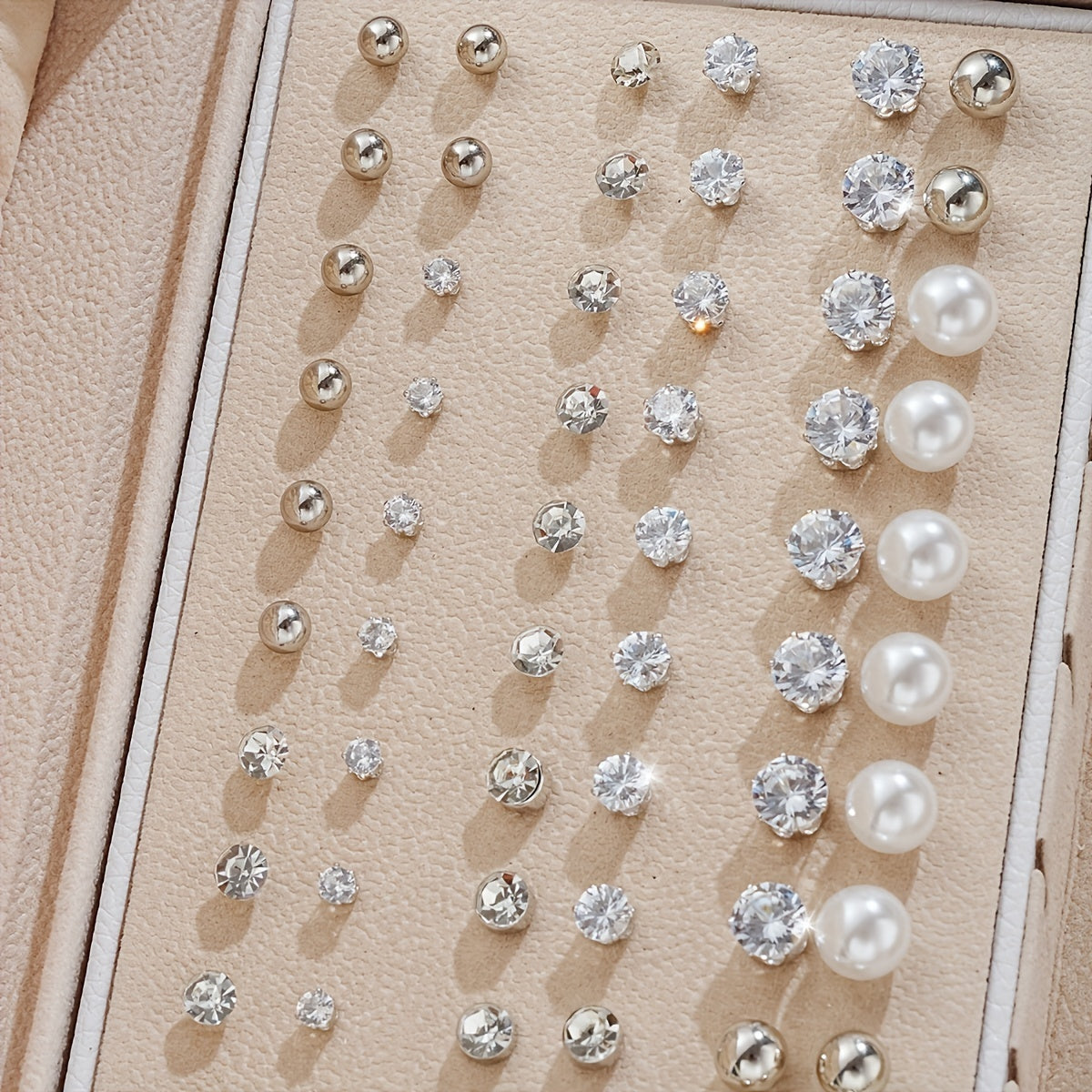 102-Piece Women's Earrings Set - Elegant Imitation Pearl Rhinestone Hoop Ear Cuffs Heart & Geometric Studs, Stainless Steel Hypoallergenic Fashion Jewelry for Daily Wear, Parties, Dates & Gifts