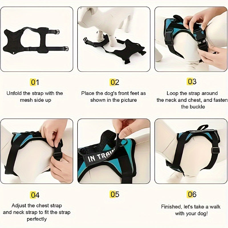 Service Dog Harness Vest with 5 ID Patches – Reflective Adjustable Oxford Vest with Breathable Mesh Lining, Service Dog ID System for Small, Medium, and Large Dogs, Sizes XS-XL, Public & Mobility Aid