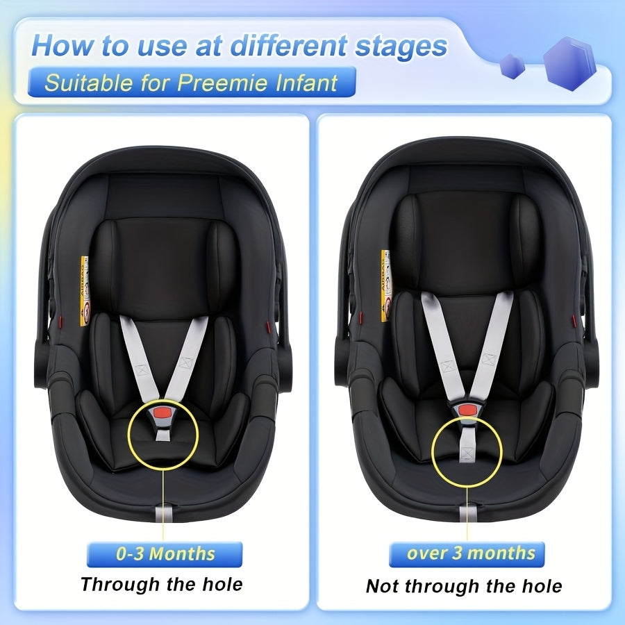 Baby Car Seat Cushion with Universal Head Support, Breathable Mesh & Padded Sponge One-Piece Seat Pad for Newborns, Strollers Swings & Car Seats, Black & Gray