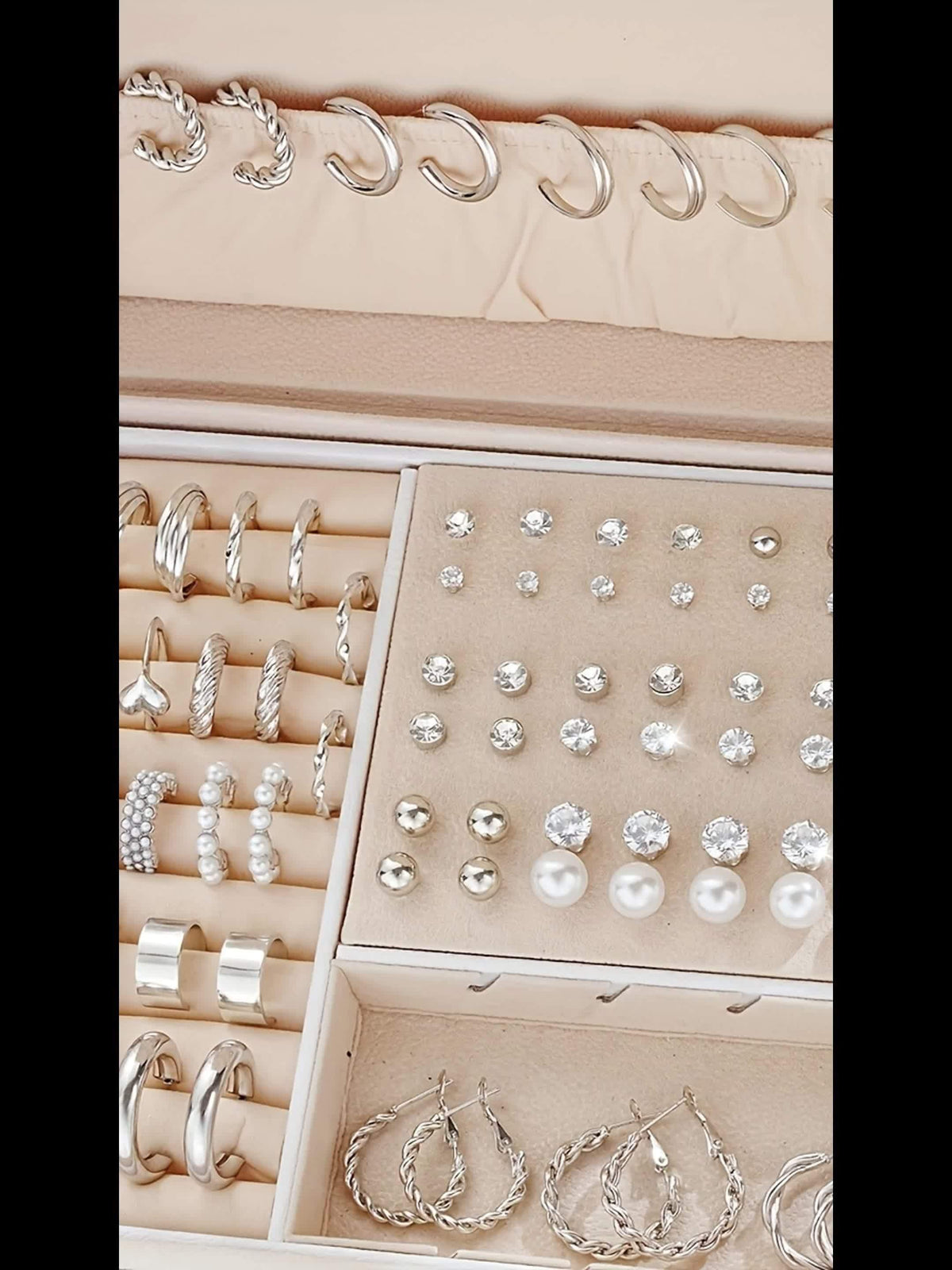 102-Piece Women's Earrings Set - Elegant Imitation Pearl Rhinestone Hoop Ear Cuffs Heart & Geometric Studs, Stainless Steel Hypoallergenic Fashion Jewelry for Daily Wear, Parties, Dates & Gifts